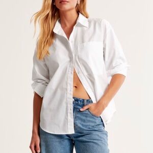 Abercrombie oversized white long cotton sleeve